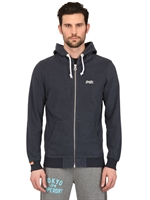 SUPERDRY - COTTON JERSEY FLEECE ZIPPED SWEATSHIRT - NAVY/WHITE