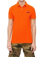 SUPERDRY - VINTAGE DESTROYED COTTON PIQUET POLO - ORANGE/BLUE