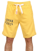 SUPERDRY - VINTAGE PRINT COTTON FLEECE SHORTS - YELLOW/BLUE