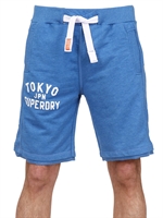 SUPERDRY - VINTAGE PRINT COTTON FLEECE SHORTS - ROYAL/WHITE