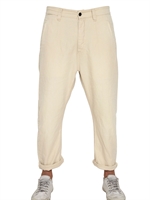DENHAM - 19CM LINEN BLEND CARROT TROUSERS - BEIGE