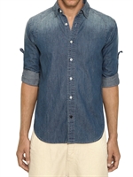 DENHAM - MIT INDIGO GEFÄRBTES HEMD AUS BAUMWOLL-CHAMBRAY - INDIGO