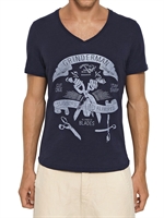 DENHAM - BEDRUCKTES T-SHIRT AUS BAUMWOLLJERSEY - BLAU