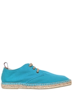 CASTAÑER - ESPADRILLAS IN COTONE CON BASE IN PAGLIA - TURCHESE