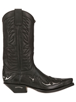 SENDRA - COATED LEATHER COWBOY BOOTS - BLACK
