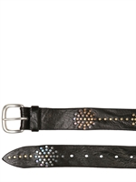 ORCIANI - 4CM VERWASCHENER LEDERGÜRTEL MIT NIETEN - SCHWARZ