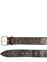 ORCIANI - 4CM VERWASCHENER LEDERGÜRTEL MIT NIETEN - BRAUN