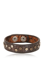 ORCIANI - BRACCIALE IN PELLE LAVATA CON BORCHIE - MARRONE