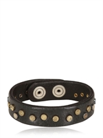 ORCIANI - BRACCIALE IN PELLE LAVATA CON BORCHIE - NERO