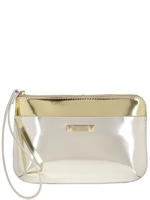 DSQUARED - BUSTA MEDIA IN PELLE LAMINATA - ARGENTO/ORO