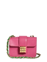 DSQUARED - MINI NIAGARA GEBÜRSTETE LEDER TASCHE - FUCHSIE