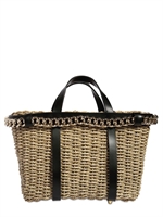 DSQUARED - STROH UND LEDER HENKEL TASCHE - BEIGE/SCHWARZ