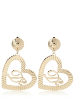 DSQUARED - HEART AND LOGO BRASS EARRINGS - GOLD