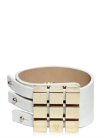 DSQUARED - LEDER UND MESSING ARMREIF - WEIß