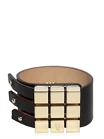 DSQUARED - LEDER UND MESSING ARMREIF - SCHWARZ