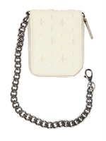 JIMMY CHOO - ZIP-BRIEFTASCHE MIT KETTE & GEPRÄGTEN STERNEN - OFF WEISS