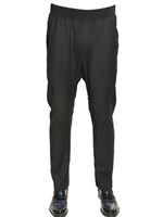 LES HOMMES - TECHNO WOOL STRETCH LOW CROTCH TROUSERS - BLACK