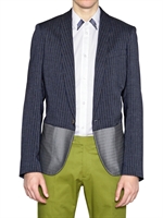 10A - GIACCA IN COTONE E LINO - BLU/GRIGIO