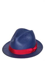 BORSALINO - PAPIERHUT - BLAU/KIRSCHE