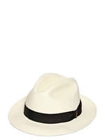 BORSALINO - KLASSISCHER PANAMA-STROHHUT MIT SCHMALER KREMPE - WEIß/SCHWARZ