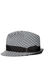 BORSALINO - KARIERTER BAUMWOLLHUT - BLAU/WEISS