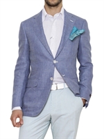 CANALI - OPEN WEAVE LINEN BLEND JACKET - LIGHT BLUE