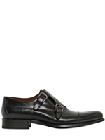 A.TESTONI - MONKSTRAP IN PELLE SPAZZOLATA - NERO
