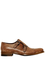 A.TESTONI - MONKSTRAP IN PELLE STAMPATA - CARAMELLO