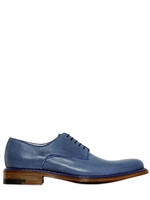 A.TESTONI - SCARPE DERBY IN PELLE EFFETTO ANTICATO - AVIO BLU
