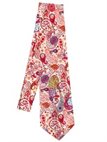 MANUEL VANNI - PRINTED SATIN COTTON SEVEN FOLD TIE - MULTI PINK