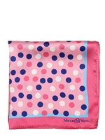 MANUEL VANNI - PRINTED SILK POCKET SQUARE - PINK