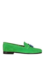 MANUEL VANNI - WILDLEDERLOAFERS MIT KROKODILQUASTEN - GRÜN