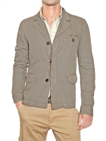 AQUASCUTUM - GIACCA SAHARIANA IN LINO E COTONE - VERDE MILITARE