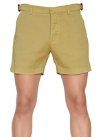 AQUASCUTUM - COTTON GABARDINE STRETCH SHORTS - BEIGE