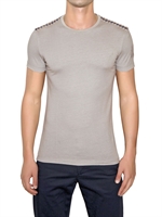 AQUASCUTUM - T-SHIRT AUS BAUMWOLLJERSEY MIT KARODETAILS - WEISS