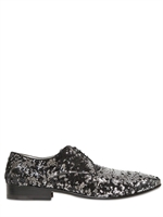 JACQUES MORGAN - SCARPE DERBY CON PAILLETTES - NERO/ARGENTO