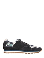 YOU FOOTWEAR - SNEAKERS IN CAMOSCIO E COTONE JACQUARD - BLU/BIANCO