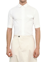 KAI AAKMANN - COTTON POPLIN SHORT SLEEVED SHIRT - WHITE