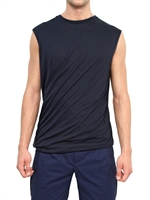KAI AAKMANN - STUFIGES TANK TOP AUS JERSEY & BAUMWOLLMISCHUNG - NAVYBLAU