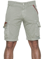 BOB - COTTON GABARDINE CARGO BERMUDA SHORTS - SAND