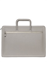 SERAPIAN - EVOLUTION LEATHER SLANTED EDGE BRIEFCASE - GREY