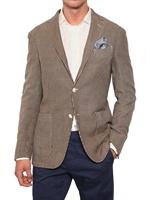 BOGLIOLI - GIACCA DESTRUTTURATA IN MISTO LINO - BROWN/ BEIGE