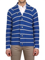 BOGLIOLI - CARDIGAN IN MAGLIA DI COTONE - BLU SCURO/BIANC