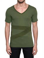 ADIDAS SLVR - GEBÄNDERTES T-SHIRT AUS BAUMWOLLJERSEY - MILITÄRGRÜN
