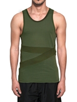 ADIDAS SLVR - GEBÄNDERTES TANK TOP AUS BAUMWOLLJERSEY - MILITÄRGRÜN