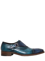 HARRIS - TWO TONE LEATHER MONK STRAP SHOES - MULTI BLUE