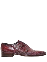 HARRIS - CROCODILE DOUBLE BUCKLE MONK STRAP SHOES - PURPLE