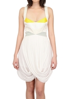 KAAL E.SUKTAE - DRAPIERTES KLEID AUS SEIDENSATIN MIT FALTEN - WEIß
