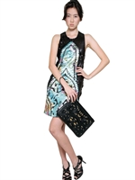 GAETANO NAVARRA - JACQUARDKLEID MIT PAILLETTEN - BLACK/AQUA
