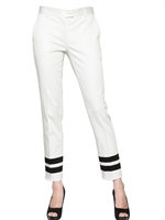 MOSCHINO CHEAP&CHIC - STRETCH SATIN STRIPED TROUSERS - WHITE